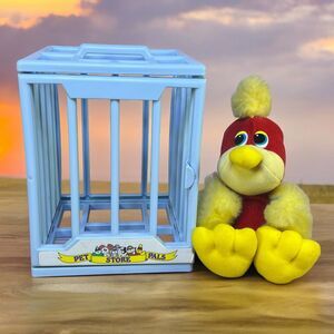 VTG Tonka Pet Store Pals 8” Parrot w/Cage Plush Bird Red Stuffed Animal Toy HTF